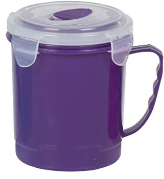 BPA Free Soup Mug 600ml ǀ with Steam Release Vent ǀ Sturdy Handle (Purple)