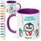 True Statements Weihnachtstasse mit Namen personalisiert „Fröhliche Weihnachten“ - mit Pinguin-Motiv - 330ml Keramik Kaffeebecher mit Spruch - Geschenk zu Weihnachten (Violett)