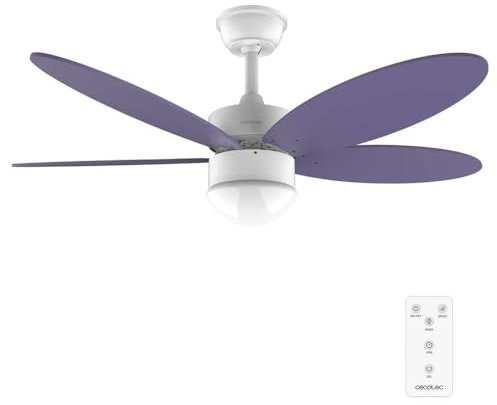 Cecotec Ventilatore da soffitto con luce EnergySilence Aero 4260 Purple. 40 W, motore DC, diametro 42 con 5 pale reversibili, luce LED, telecomando, timer, 6 velocità