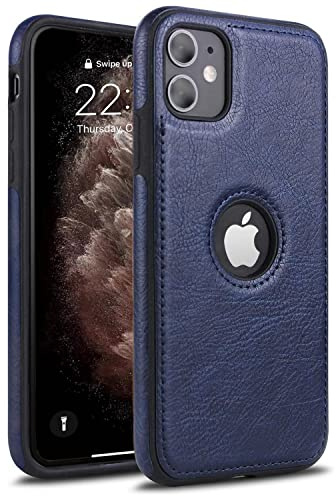 AIOVETEAB Hülle für iPhone 11 Premium PU Leder Anti-Rutsch Anti-Kratzer Stoßfest Vollständige Schutzhülle Handyhüllen Case Cover Kompatibel mit iPhone 11 (Blau)