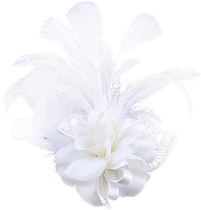 Broche Plume,MoreChioce Broche en Plumes Vintage pour Femmes et Mères Élégante et Charmante, Broche pour Fête, Banquet, Cadeau de Dames Décoré de Mariage,Blanc