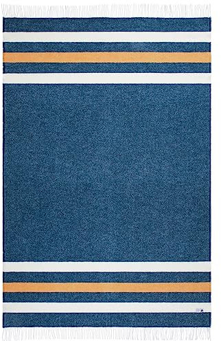 Steppenwolle® Wolldecke grün Yosemite (135x200 cm) Wolldecke mit Fransen aus 100% Schurwolle | Wolldecke für Reisen & Zuhause | Kuschelige Decke in grün gelb | Fair produziert in der EU