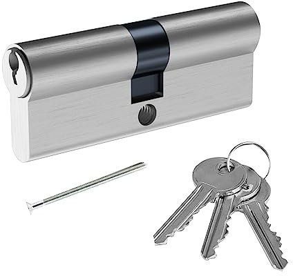 SISAV 35/50 Euro Lock Cylinder(85mm),Brass Material,Nickel Surface Treatment,High Security,Anti-Drill,with 3 Keys