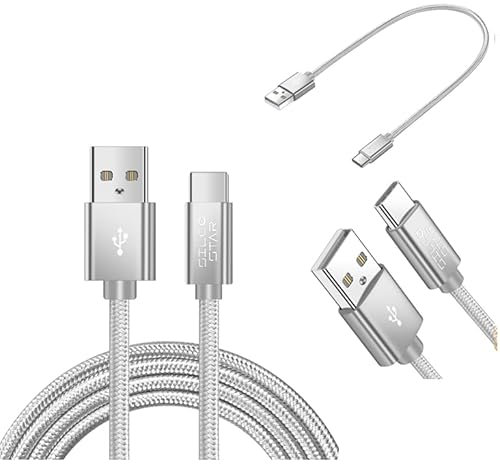 SILCOSTAR USB-C 3 Pack (30cm/1m/2m) Type C Nylon Braided Sync Fast Charger Cable For Samsung Galaxy Tab A7 Lite 8.7 (2021) SM-T220/T225 / Galaxy Tab A7 10.4(2020) SM-T500/T505