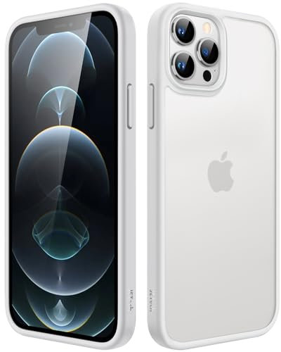JETech Matt Hülle für iPhone 12/12 Pro 6,1 Zoll, Stoßfest Militärstandard FallSchutz Handyhülle, Mattierte Durchscheinende Rückseite Schutzhülle, Anti-Fingerabdruck (Grau)