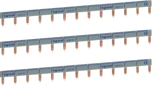 Legrand 404926E Peigne d'alimentation, distributeur, unipolaire 13 modules, 1 phase, 1 phase neutre, grande capacité, blanc (Lot de 3)