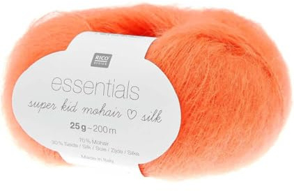 Rico Design Essentials Super Kid Mohair Loves Silk: luxuriös, weich und kreativ, 25 g, Farbe: 63 Neonorange