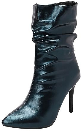 Stivali da donna in tinta unita lucido design plissettato manica tacco alto tacco fine punta media stivali grandi dimensioni stivaletti stivaletti corti stivali per donna taglia 12w tacco largo