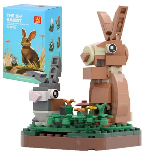 MEIEST Mini Tiere Bausteine Set, Land Tier Themed Sammlung BAU Ziegel Spielzeug, Nette Home Decors,6+(Kaninchen)