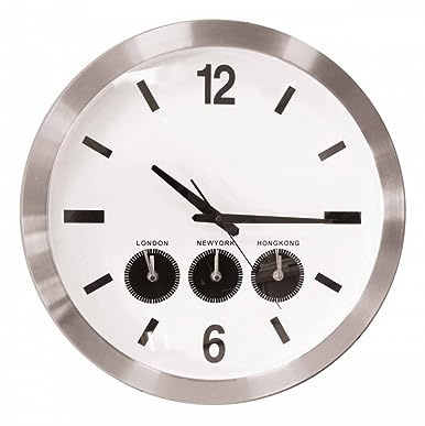 BRANDANI Orologio da parete Multitime Bianco e Argento