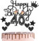 Happy 40th Birthday Cake Topper & Black Number 40 Candles - 40th Birthday Candles Cake Cupcake Topper Decorations for Women & Men