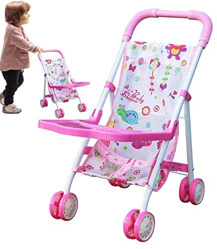Holdes Kinderwagen Spielen,Faltbarer Pup penwagen Für Kinder Mit Unterem Korb - Faltbares, Leichtes Und Geschenkspielzeug Für Geburtstag, Weihnachten Und Feiertage Für Kinder Ab 3 Jahren