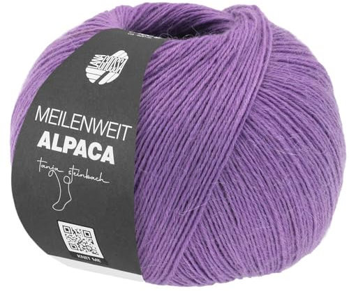 LANA GROSSA Meilenweit 100 Alpaca | Kuschelweiches Alpaka-Sockengarn, im Wollprogramm bis 30°C | Handstrickgarn aus 70% Alpaka & 30% Polyamid | 100g Wolle zum Stricken & Häkeln | 420m Garn FB2001