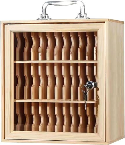 GJVBGA Handy-Aufbewahrungsschrank, Tresor, Schule, Fabrik, Prüfungsarbeit, transparentes Schloss mit nummeriertem Spind, Holz, 36 Bits