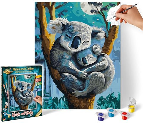 Schipper 609240907 Peinture par numéros - Koala avec bébé - Images de Peinture pour Adultes - avec pinceaux et peintures acryliques - 24 x 30 cm