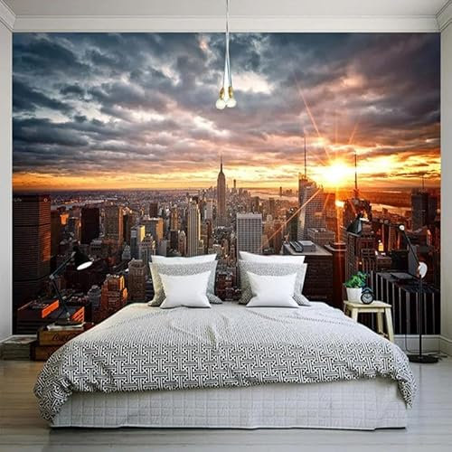 Large Custom Photo Wallpaper Beautiful New York City Sunset Landscape Art Photography Background Wall 3D Mural Dining Room Home Decor Fresco 430Cm(W)×300Cm(H)