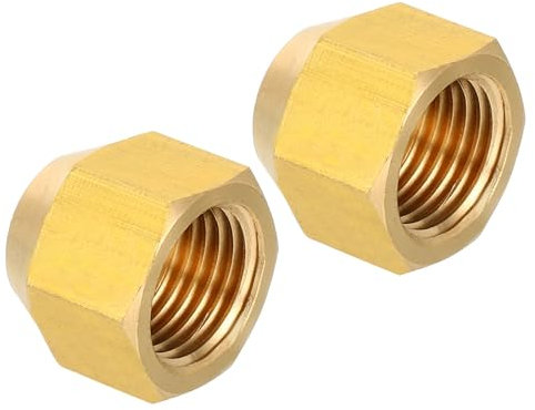 PATIKIL 1/2-20 Unf Bouchon de Compression en Laiton, 2 Pièces Bouchon de Valve d'Arrêt Externe à 45 Degrés pour Raccord de Tube à Bride pour Climatiseur Hvac