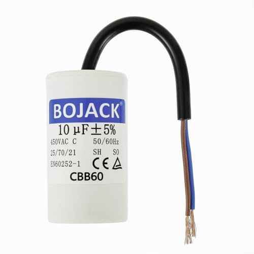 BOJACK CBB60 10uF 450V 50/60HZ Anlaufkondensator, SH Motorbetriebskondensator, AC Motorkondensator, mit Draht