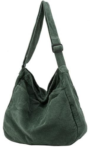 DAINAOTM Bolsa de lona casual Hobo bandolera para mujeres y hombres, bolso grande de mensajero, bolsa de mensajero, viaje y trabajo, 2 - verde, Large