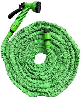 Acomoda Textil – Manguera de Riego Extensible con Pistola de 7 Funciones para Jardín, Terraza o Patio. Manguera de Alta Resistencia con Modos de Riego y Conector Universal.(2,5-7,5 Metros)