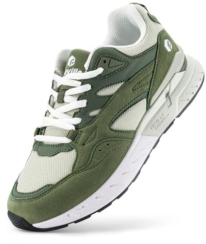 FitVille Chaussures de Marche Femme Extra Larges Baskets Mode Confort Sneakers pour Pieds Larges et Plats Vert 40 EU Large