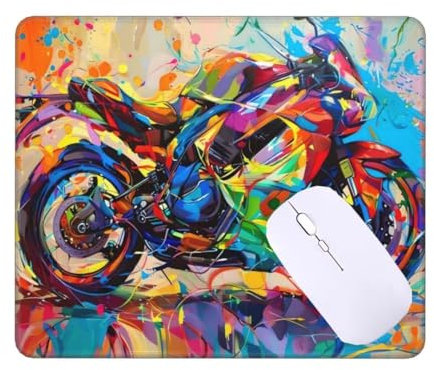Tapis de Souris Gamer 60 x 40 cm Tapis de Souris Moto Couleur Tapis Souris Gaming Accessoire, avec Bord Cousu et Base en Caoutchouc Antidérapante, Surface Spéciale Texturée Résistant à Usure T-383