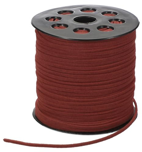 PATIKIL 100 Yards x 2.6mm Faux Suede Leather Cord, Leather Lace String for Bracelet Necklace Beading Making DIY Crafts, Dark Red