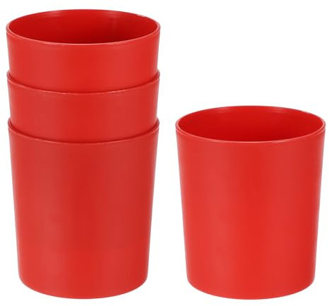 M METERXITY 4-Pack Macetas de Plástico, Maceteros de Plástico de 4 Pulgadas Redondos Contenedores de Macetas de Flores para Interior/Exterior/Jardín, Soporte para Plantas [Rojo]