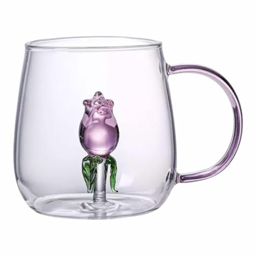 Kollections4you 3D Rose Glass Mug/Cup Plant Collectable Item 400ML