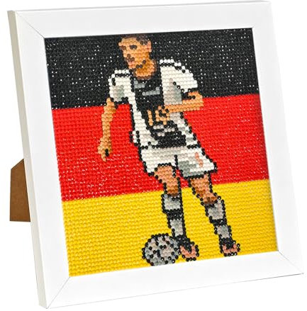 QDUODUO Fussball Diamond Painting mit Rahmen für Kinder ab 6 Jahre und Erwachsene Anfänger, JM10 Fußball 5D Diamant Malerei Bilder, 20x20cm Klein DIY Mosaikherstellung Bastelset für Jungen Geschenke