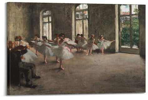 WYATAO Edgar Degas Kunstwerk (Ballettprobe), dekoratives Poster, Bild, Druck, Leinwand, Wandmalerei, Kunstdekor, moderne Wohnkunstwerke, Idee, 50 x 75 cm