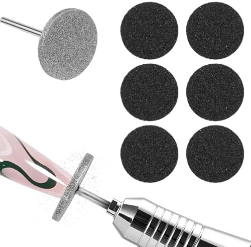 1 Pièces forets à ongles plats - Avec 6 feuilles abrasives de remplacement - Embouts de forage à ongles électriques - Tête de rechange pour callus - Fournitures de pédicure