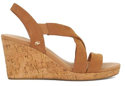 Dune London Ladies KAMIES Leather Cork Wedge Sandals Size UK 5 Wedges Tan