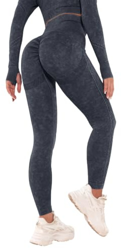 Zhiaek Mallas Deporte Mujer Push Up Cintura Alta Leggins Deportivos Mujer Elástico Sin Costuras Leggings Anticeluliticos Pantalones Deportivos Opaco Scrunch Butt para Yoga Running Fitness