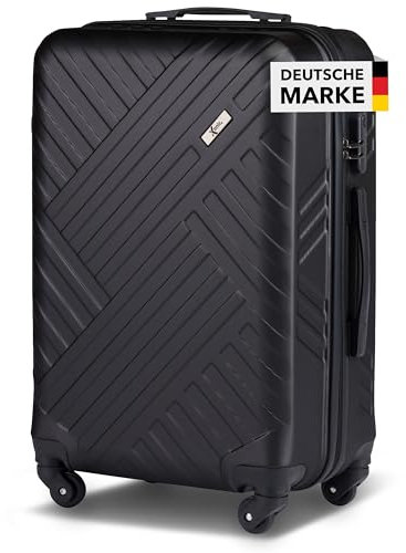 Xonic Design Reisekoffer - ABS Hartschalen Koffer mit 360° Leichtlauf-Rollen - hochwertiger Trolley mit Zahlenschloss in M-L-XL oder Set (Tiefschwarz, L)