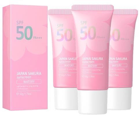 Japan Sakura Sunscreen,Kirschblüte Schutzschicht Sunscreen SPF 50 PA+++,Wasserfester und Leicht Sonnenschutz,Feuchtigkeitscreme UV-Schutz Sonnenschutzmittel (3)