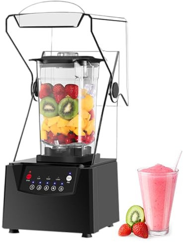 ZXCVBNMQ Frullatore Commerciale Smoothie Maker Tritaghiaccio Professionale con Recinzione Acustica, per ristoranti, caffetterie, frullati,