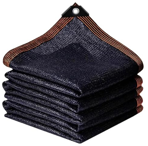 Schwarz Schattiernetz Schattierungsnetz mit Ösen, 95% Anti UV Windschutznetz Sonnensegel, 1m 2m 3.0m 4m 5m 6m 7m 8m 9m 10m 12m 15m Schattentuch für Pergola Garten Balkon(6x9m)