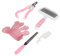 Saluaqui Comprehensive Rabbits Grooming Kit with Bath Brush, Comb, Nail Clipper, and Needle Comb for Small Animals (Small Pink)