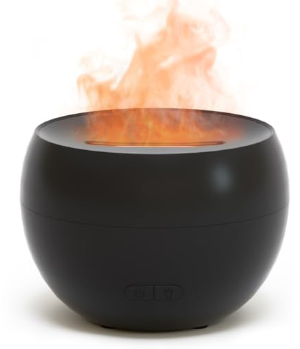 SALKING Aroma Diffuser Flammeneffekt, Aromatherapie Diffusor für ätherische Öle, Raumbefeuchter Elektrisch Duftlampe, 7LED Licht Diffusor Luftbefeuchter für Baby, Zuhause Büro oder Yoga(Schwarz)