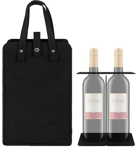 poraceous Flaschentasche, Flaschenträger Filz, Weintasche Wiederverwendbare | Weintasche Bietet Platz für Zwei Flaschen, Weinflasche Tasche mit Seperate Trennwand, für Partys, Geschenkverpackungen