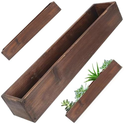 Veesper Caja de Madera, 19, 7x4x2, 8, macetero de Madera rústica, Maceta Rectangular para Flores suculentas para Patio, Granja, Patio, hogar Interior y Exterior.