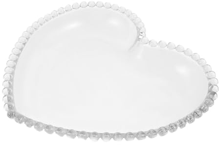 VANZACK Plateau à Bijoux en Verre de Cœur Diamètre 223 MM Transparent Plateau Vintage pour Rangement Bagues et Colliers Coupelle Décorative Multifonction pour Femme Organisateur