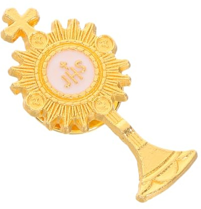 JOINPAYA Religiöse Anstecknadel zur Erstkommunion Kelchbrosche mit Kreuz Goldfarbene Emaille Krawattennadel Schmuckaccessoire