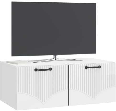 vidaXL Wandmontierter TV-Schrank Hochglanz Weiß 78,5 x 41 x 30 cm, Moderner Wohnbereich, Rechteckiger Wandschrank, Viel Stauraum, Schlichtes Design für die Haushaltsorganisation