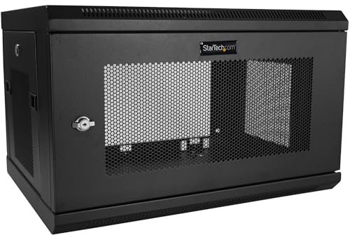StarTech.com Armoire Réseau Murale à 2 Montants 6U avec Étagère 1U, Rack Serveur Mural 19 pour Équipement/Données IT