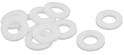 sourcing map 10St PTFE Flache Unterlegscheiben Dichtung 16mm AD 8mm ID 2mm Dicke Weiß
