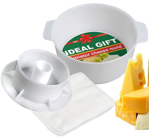 PetriStor Cheese Mold for Cheese Making Cheese with Follower Piston 1.3QT and Cheesecloth - Cheese Form Mold - Cheese Making Basket - Paneer Cheese Press Mold - Molde Para Queso