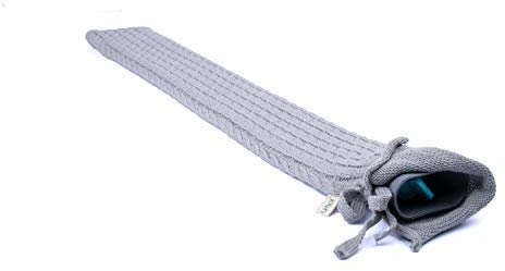 UMOI Öko Schlauch-Wärmflasche mit schönem Strick Bezug extra lang 77cm x13cm (Grau)
