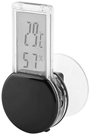 Reptile Thermometer und Hygrometer Digital Wasserdichte Thermometer und Hygrometer Batteriebetrieb Thermometer mit eingebautem Sensor für Terrarium Reptilien Terrarien(Schwarz)